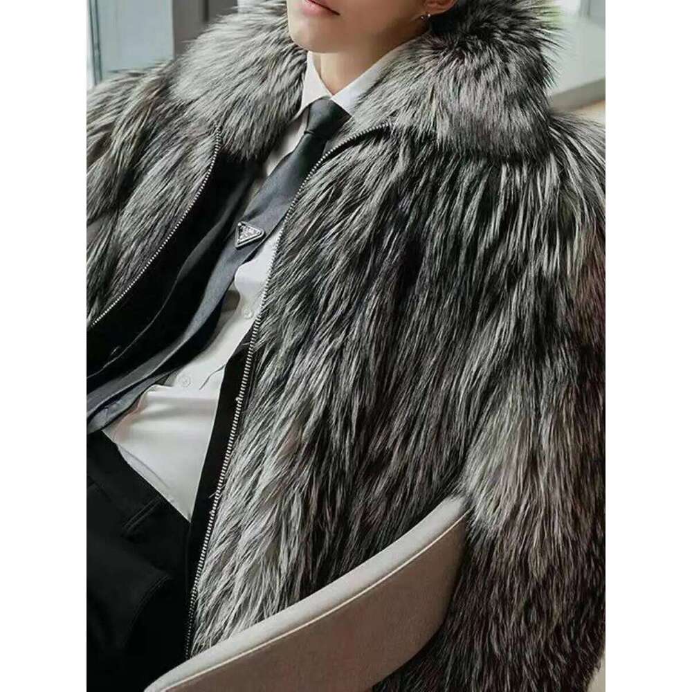Men's Faionable Casual Fur Jaet 2024 New Sle Warmth Simulation Wool Windbreaker Coat Slimming Trendy Outerwear Z260313