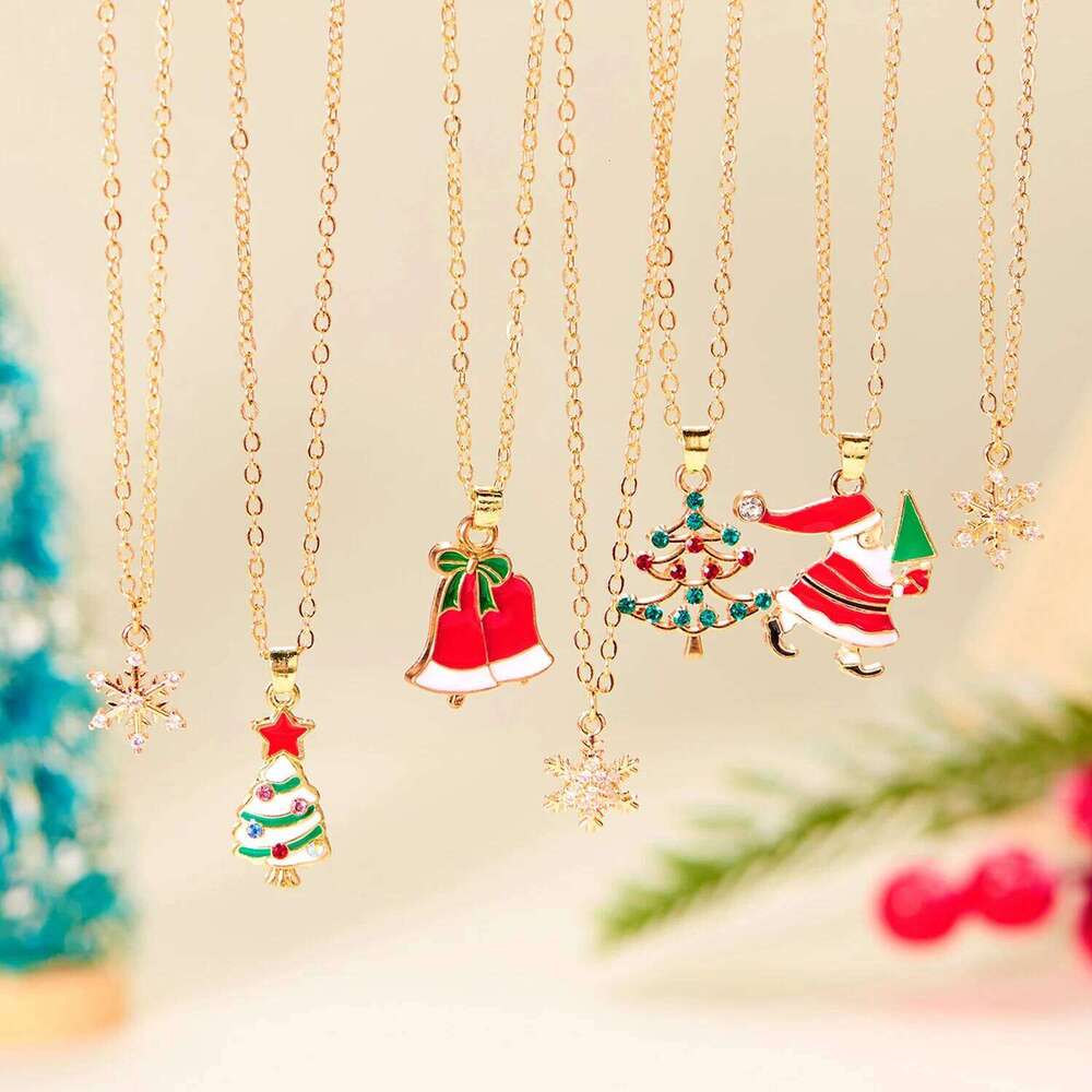 This Year's New Design Collection Christmas Snowflake Old Man Tree Pendant Necklace Party Holiday Jewelry H260312