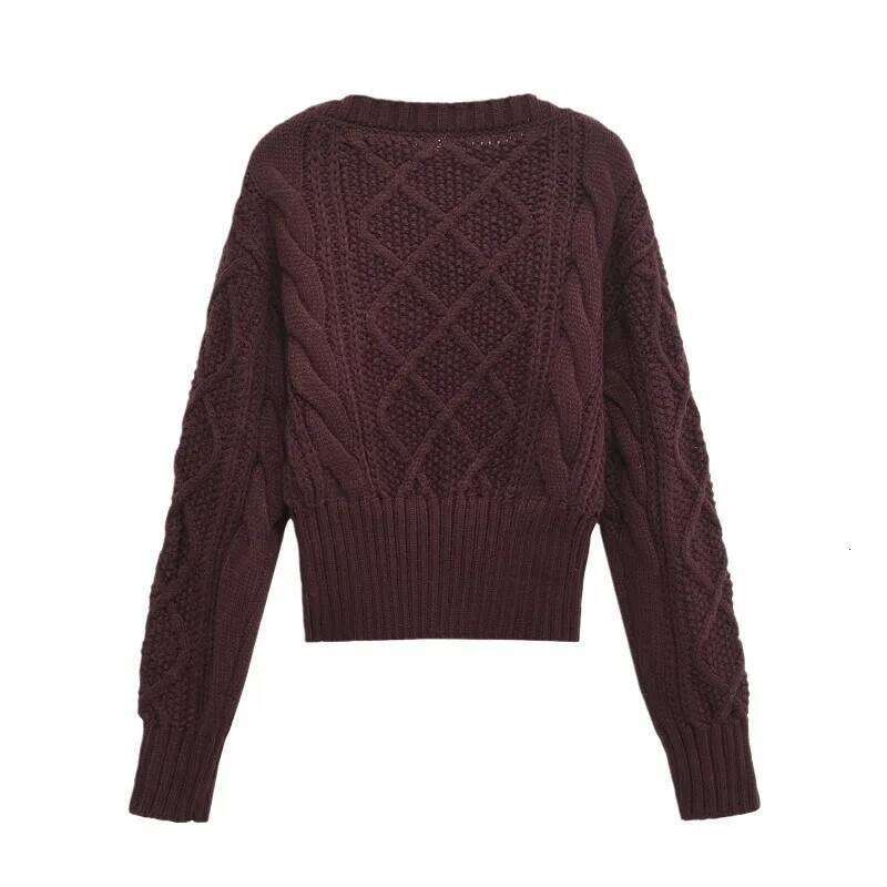 Sweaters for Women O-neck Thick 2025 New Chic Spring Kintted Casual Official Lady Crimson Z260313