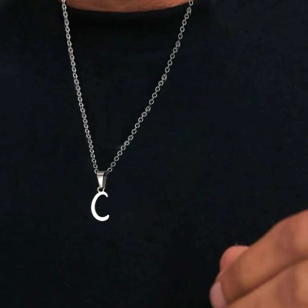 FNIO Simple Silver Color 26 Letter Pendant Necklace Fashion Unisex A-Z Initials Stainless Steel Choker Clavicle Chain Jewelry H260312