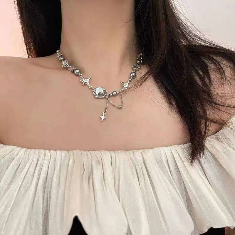New Design Exquisite Star Geometric Crystal Chains Choker Necklaces Korean Fashion Shiny Jewelry For Women Anniversary Wedding H260312