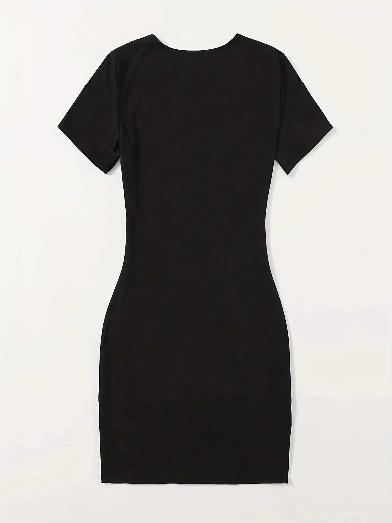 Summer Womens PERFECTLY Print Casual Slim Fit Short Sleeve Round Neck T-shirt Mini DressT260314