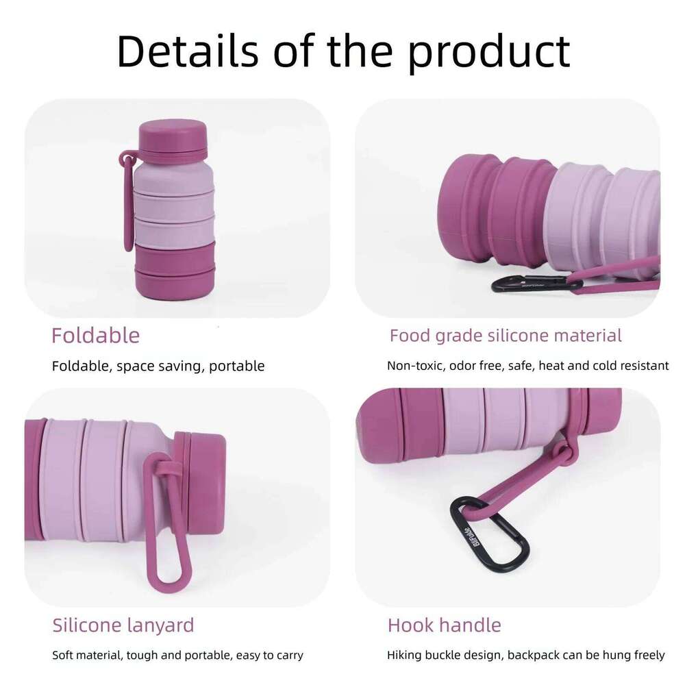 Shatterproof Collapsible Cup Hard Foldable Silicone Glass for Travel Outdoor Easy Clean Portable Water Bottle Camping Hiking Z260314