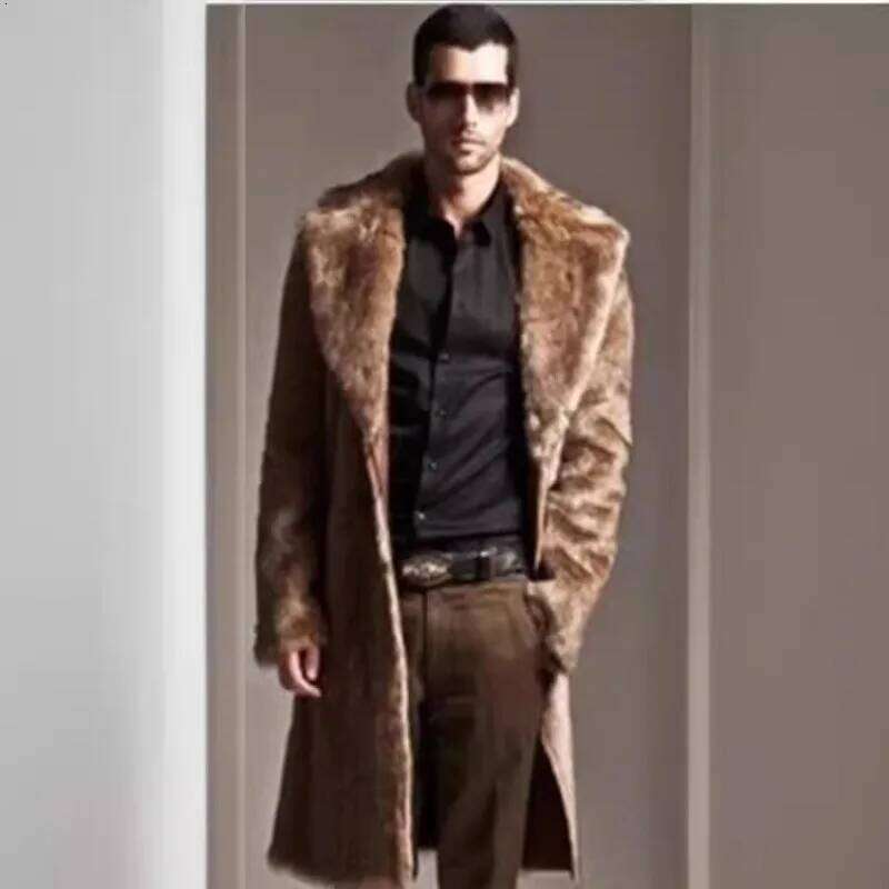 Outcoat New Autumn and Winter European American Warm Copy Fur Coat Men's Loose Long Faux Mink Outerwear Z260313