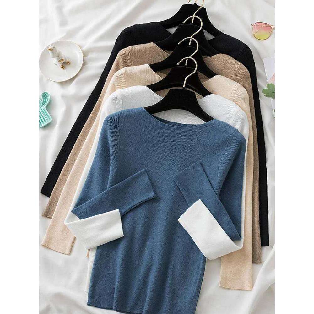 Women Sweaters Slim Knitted Pullovers High Quality Simplicity Warm Sweater Female O-neck Basic Solid Casual Top Z260313