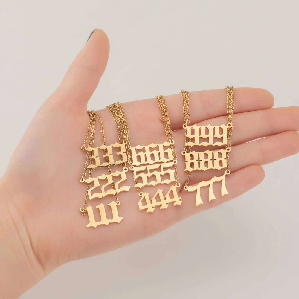 111 222 333 444 555 777 888 999 666 Devil Necklace Stainless Steel Unique Number Pendant Charms Golden Minimalist Jewelry BFF H260312