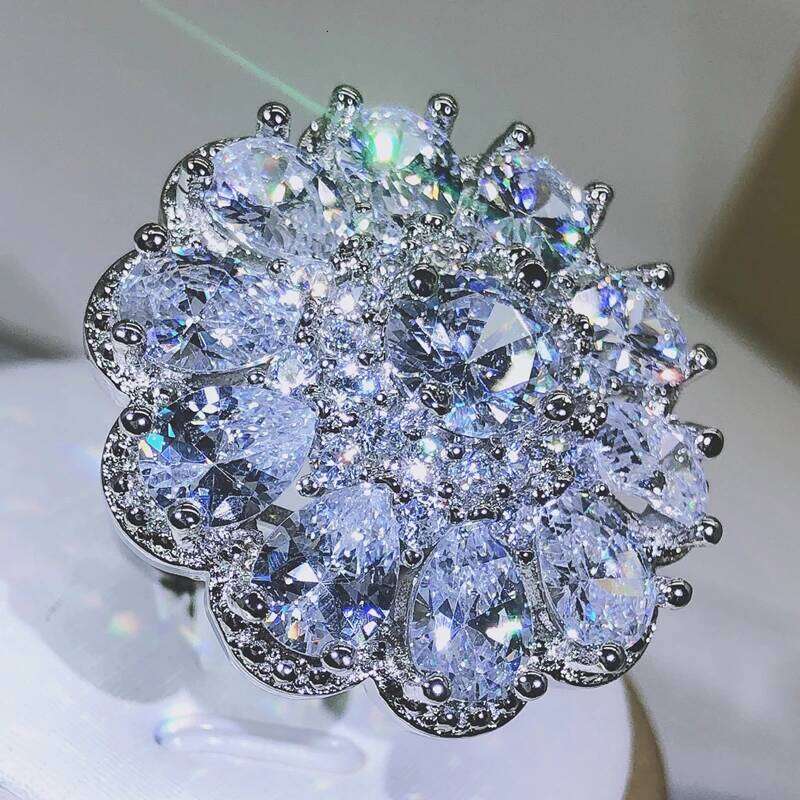 925 sterling silver Female multi-stone glittering zircon big ring men and women party birthday jewelry H260312