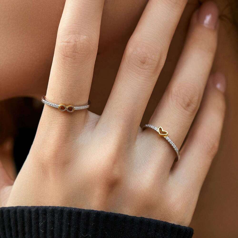 MODIAN 925 Sterling Silver Simple Romantic Heart Finger Ring Trendy Metallic Contrast Design Rings For Women Fine Jewelry H260312