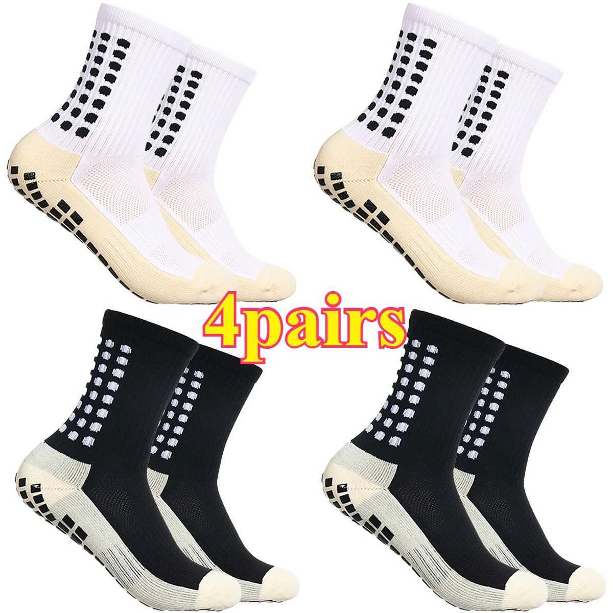 4pairs European size children36-41 of football socks sports socks mens mid-calf socks silicone nonslip dot socks basketball yog D260313