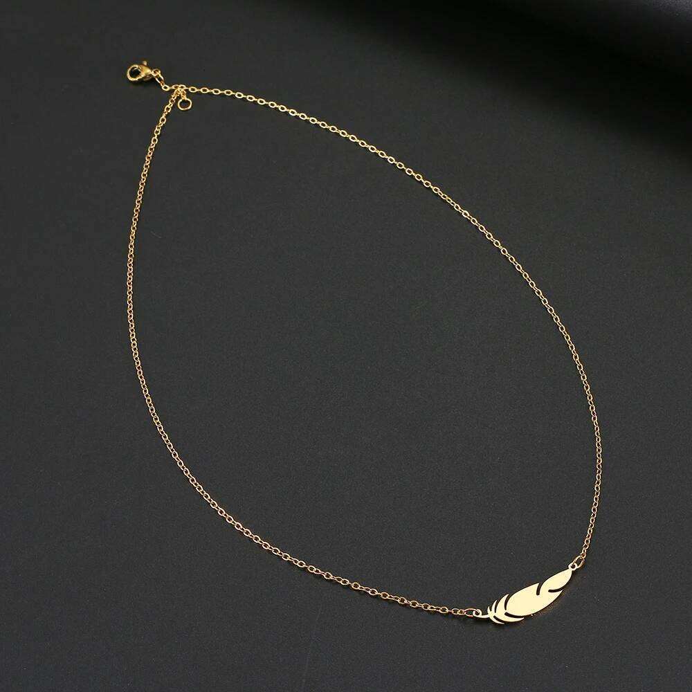 Stainless Steel Necklaces Simple Feather Charm Pendant Collar Chain Fashion Necklace For Women Men Jewelry Friends Best Gifts H260312
