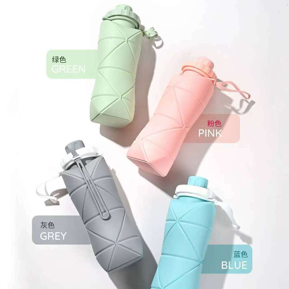 Silicone water cup, large capacity, portable for outdoor travel, sports kettle, heat-resistant, creative folding cup Z260313