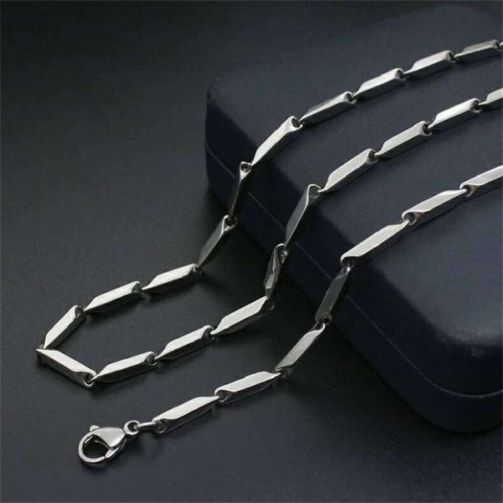 Hip Hop Titanium Steel Necklace Handmade Square Rhombus Bamboo Fashion Men's and Women's Clavicle Chain Accessories H260312