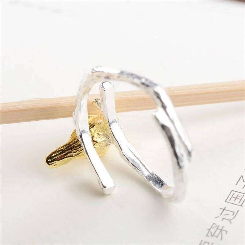 VENTFILLE 925 Sterling Silver Branch Bird Opening Ring Female Fashion Simple Personality Exquisite Hand Ornament Gift H260312