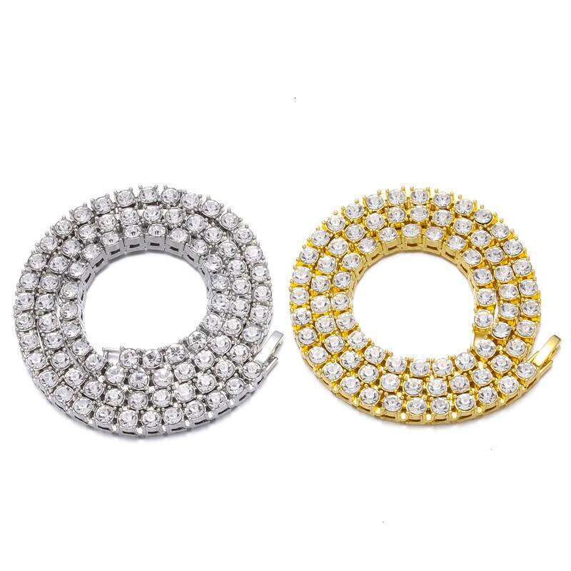 Hip Hop Iced Out Tennis Chain Necklace 3MM 4MM 5MM Mens Necklaces 1 Row Rhinestone Choker Bling Crystal For Men Jewelry H260312