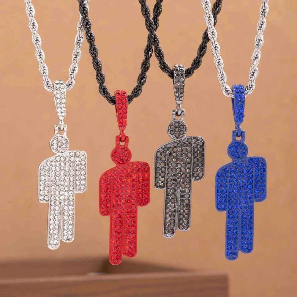 Men Fashionable Cartoon Rhinestone Pendant Necklace Trendy Hip Hop Unisex Pendants Wholesale Gemstone Lock Chain Women H260312