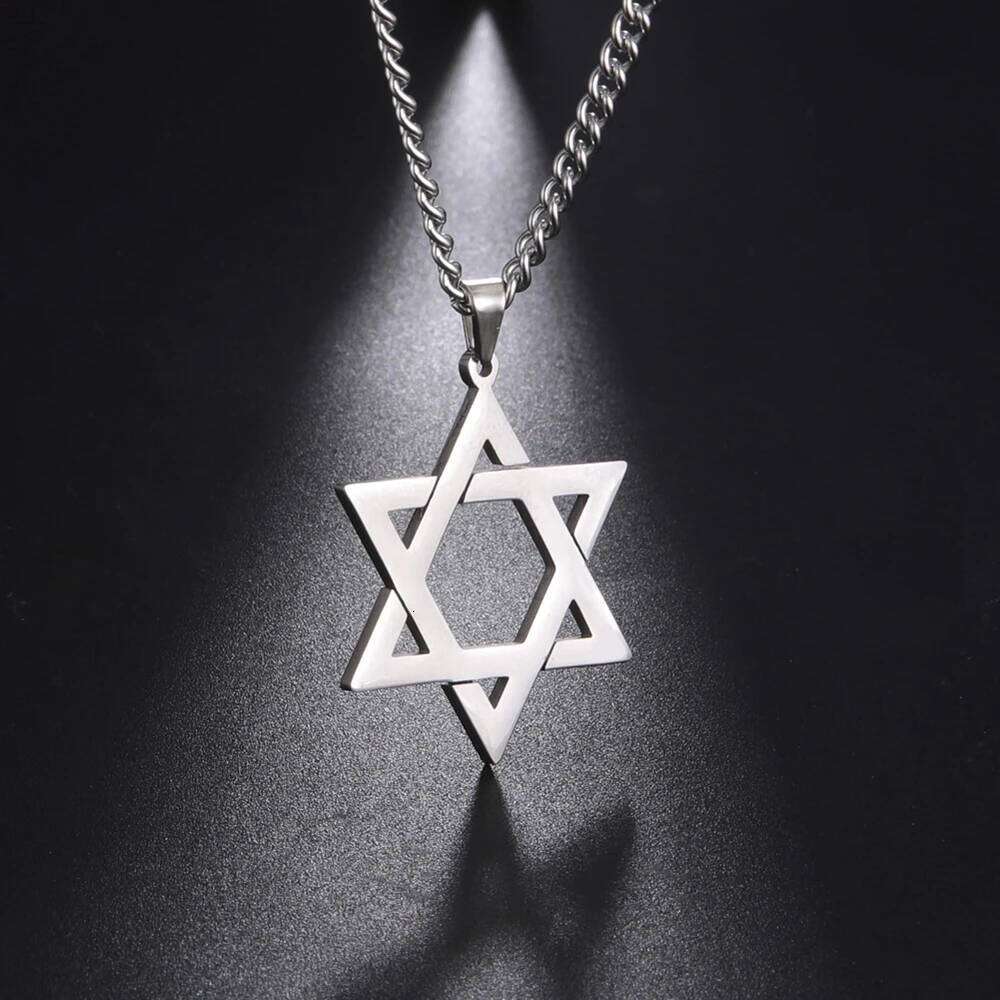 Skyrim Star of David Hexagram Choker Necklace for Men Women Gold Color Stainless Steel Neck Chain Israel Jewish Judaism Jewelry H260312