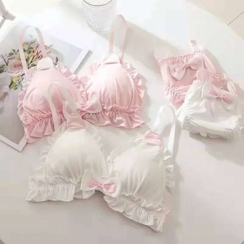 Little White rabbit ears underwear Japanese girls pure desire small chest thin bra without underwire