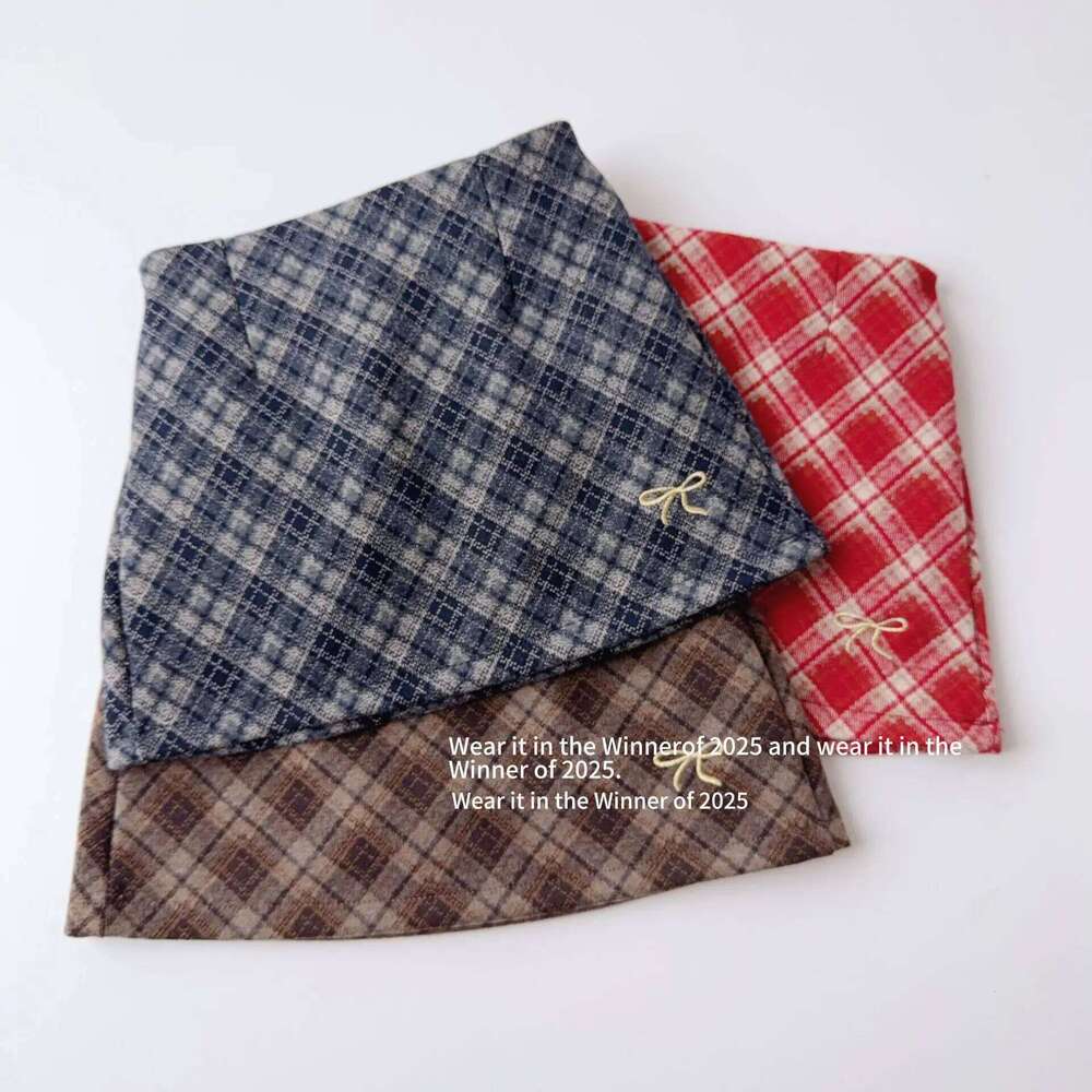 Winter Kids Plaid Bow Print High Waist Infant Babys Girl Retro Preppy Style Toddler Girls Skirts Woolen Skirt Z260314