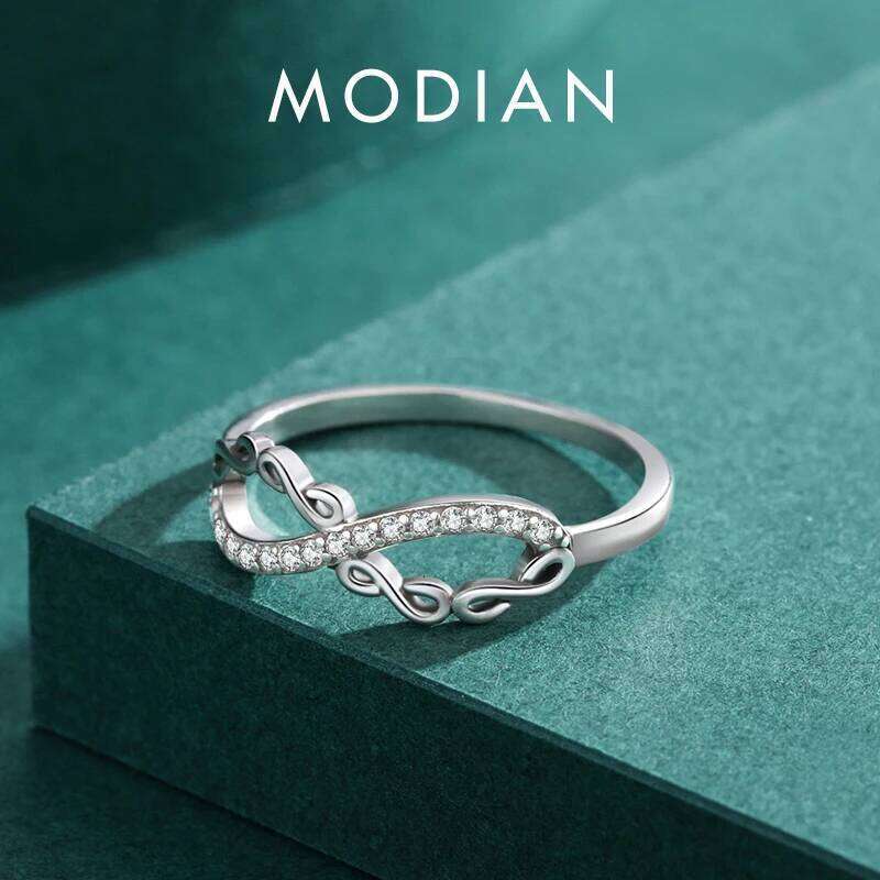 Modian Original 925 Sterling Silver Infinite Simulated Diamond Finger Ring Vintage CZ Fine Jewelry For Women Party Gifts H260312