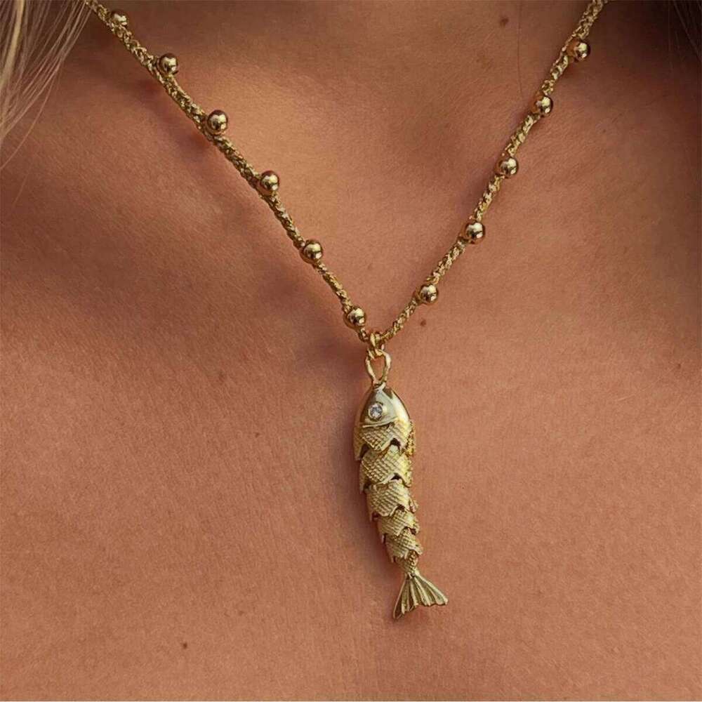 Gold-Plated Fish Pendant for Women, Diamond-Encrusted Small Fish, Creative Animal Jewelry, Fashion Necklace Gift H260312