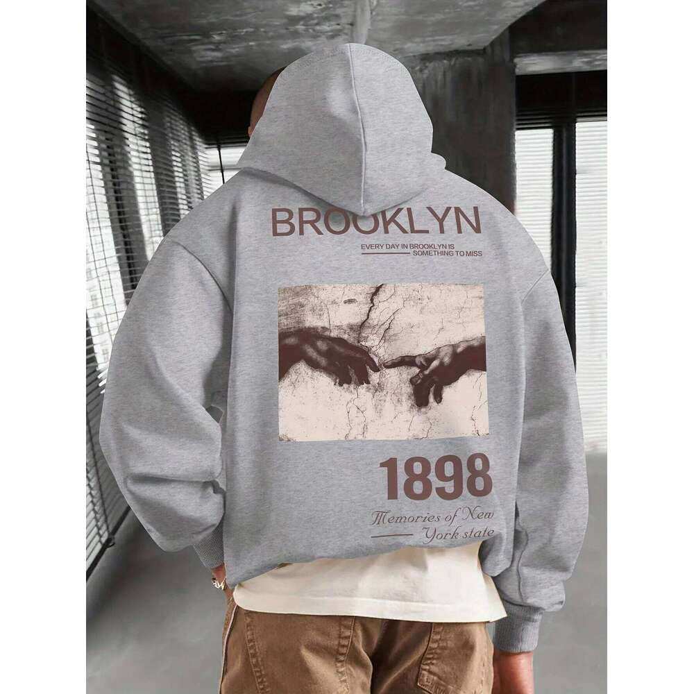 2025 Retro Brooklyn 1898 Print Trendy Cool Men Women Hooded Sweatshirt Autumn Winter Daily Outdoor Casual Loose Warm Sportswear Z260314