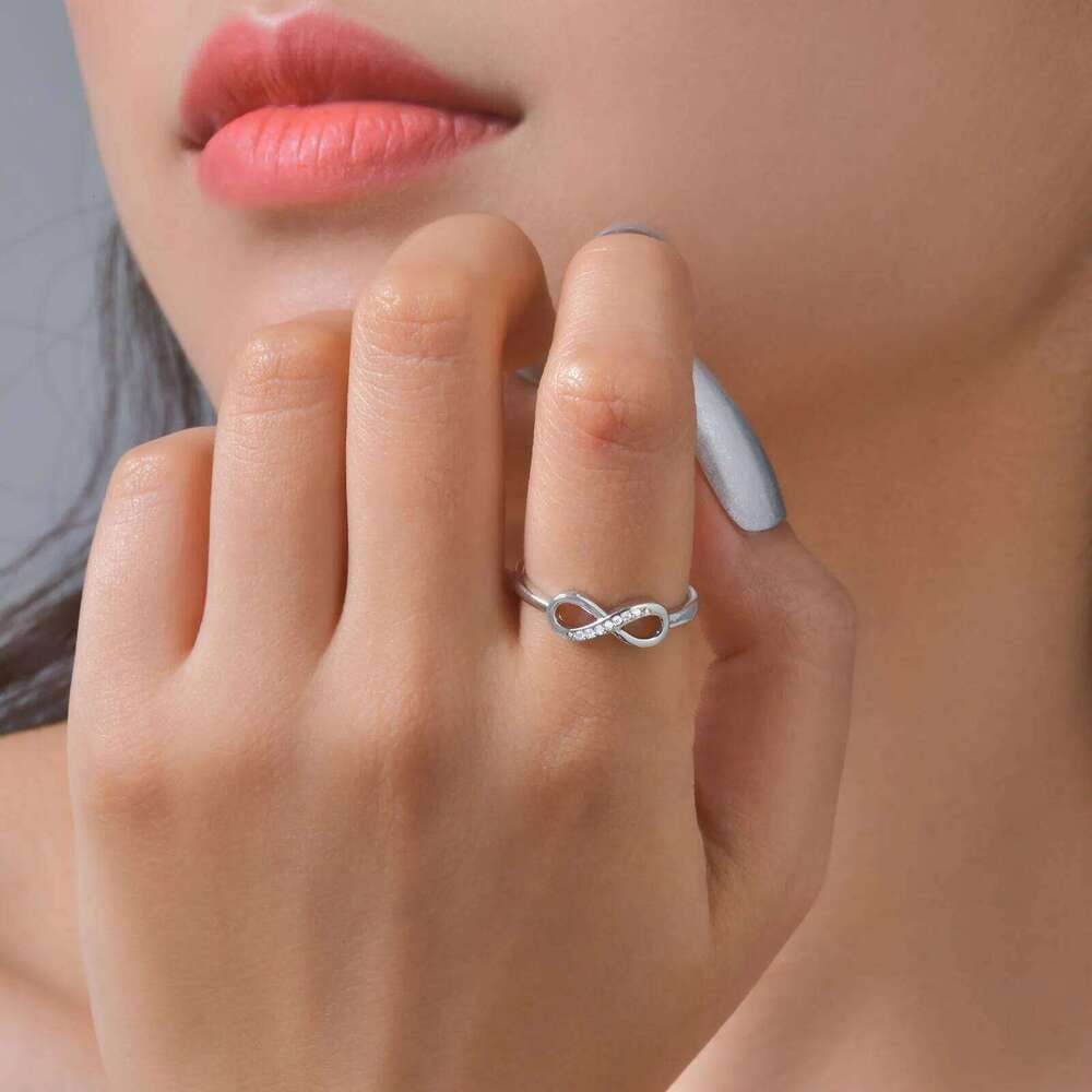 Fine Cubic Zircon Classic Infinity Adjustable Silver Color Geometric Metal Ring for Women Engagement Wedding Jewelry H260312