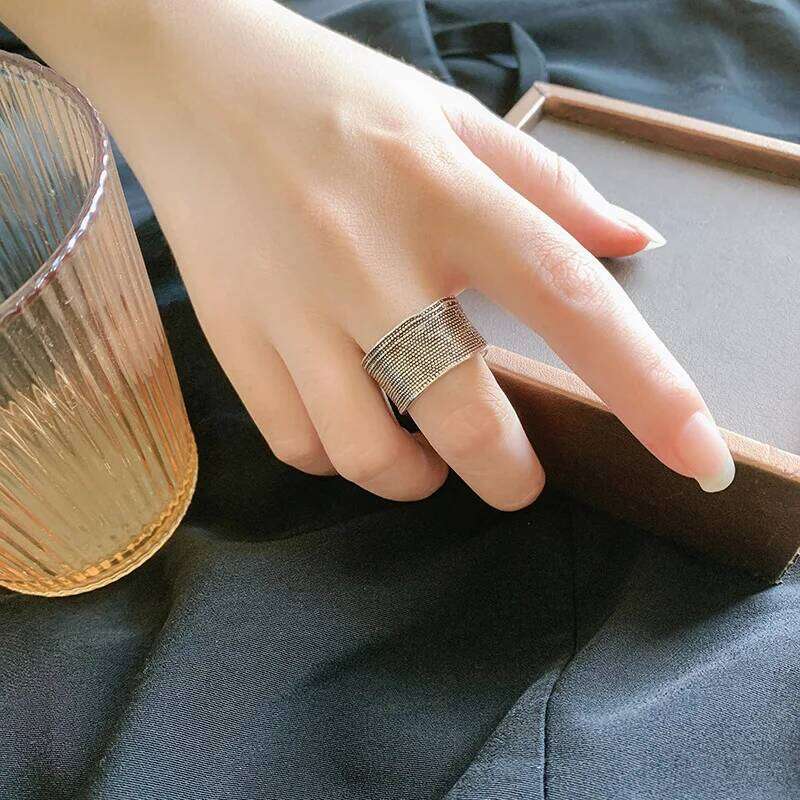 Sterling Silver Bark Irregular Wide Adjustable Rings For Women Wedding Jewelry Accessories Moneys 925 H260312