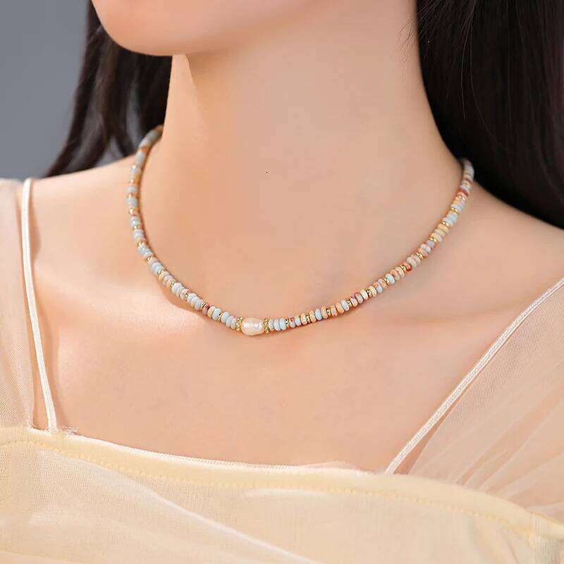 Pure Handmade Woven Natural Stone Beadeds Chain Pearl Pendant Necklace Luxurious Accessories For Women's Necks Fashion Jewelry H260312