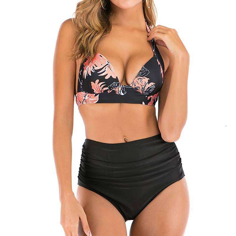 Plus Size Bikinis 2025 Push Up Swimsuit Women Halter Swimwear Female High Waist Bathing Swimming Suit Bathers Mayo Biquine XXL Y260303