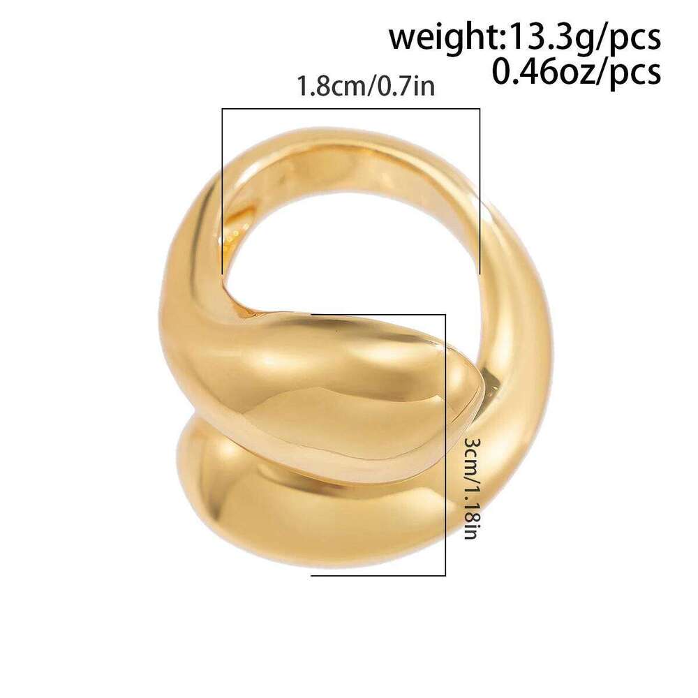 Ingemark Exaggerated Punk Smooth Water Drop Snake Rings for Women Vintage Geometric Adjustable Open Finger Ring Couple Jewelry H260312