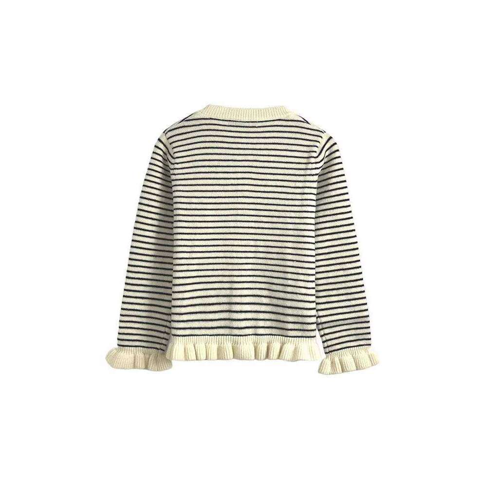 Women's 2025 Autumn Winter Lamination O-neck Long sleeve Striped Sweater Lady Elegant Knitted Simple Buttons Cardigan Z260313