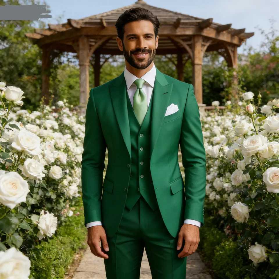 Mens Slim Fit Double Breasted Suit Vest and Pants Set for Wedding Groom Tuxedo Elegant Rose Red Business Party 3 Pcs a09 M260313