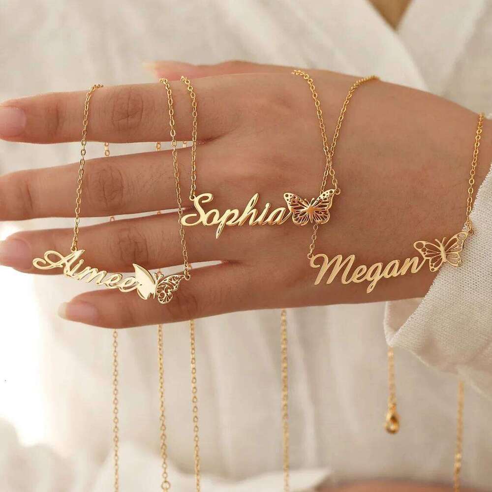Custom Necklaces For Women Personalized Name Necklace With Heart Butterfly Choker Stainlesss Steel Wedding Jewelry Gift Bff H260312