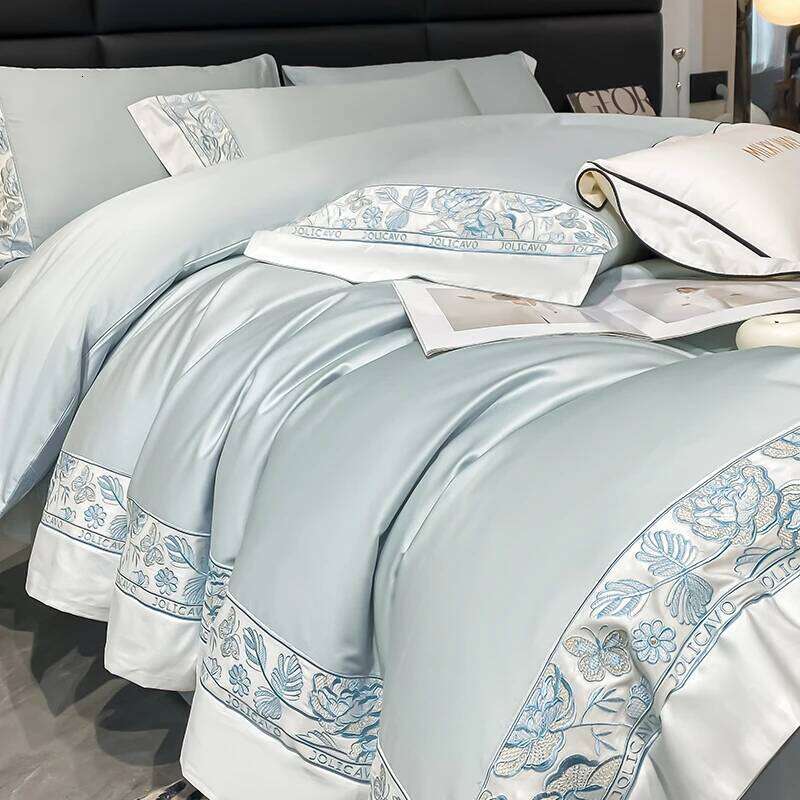 Egyptian Cotton Bedding Rose Butterfly Embroidery Duvet Sheet Pillowcases Bed Comforter Cover Set 4Pcs H260312 - view 3