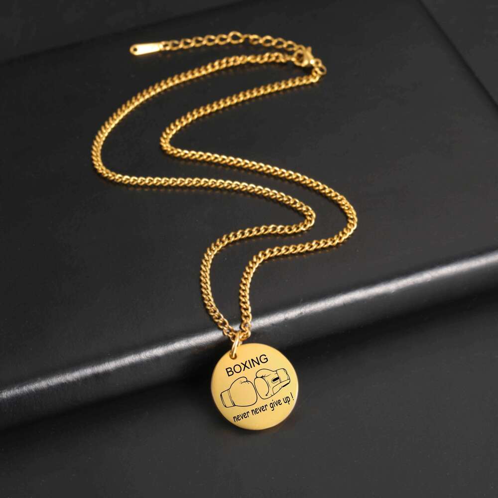Boxing G Necklace For Men Woman Father Dad Boy Kid Child Sports Fight Stainless Steel Chain Pendant Gold Color Jewelry H260312