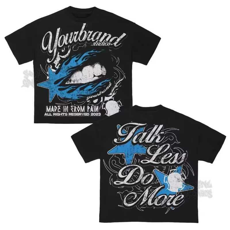 Summer Y2k Pattern Retro Style Harajuku Gothic Hip Hop Animation Print T-shirt Mens and Womens Loose Casual Short Sleeves Top D260313