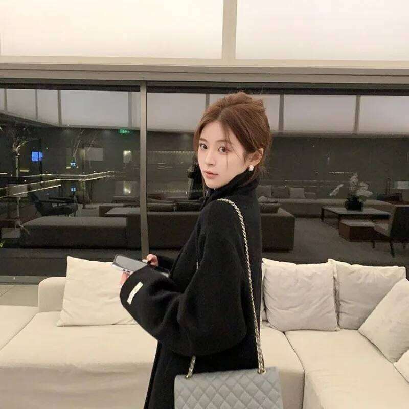 White Turtleneck Knitted Dress in Autumn Winter New Fit Slim Bottoming Hip-covering Long Skirt Z260313