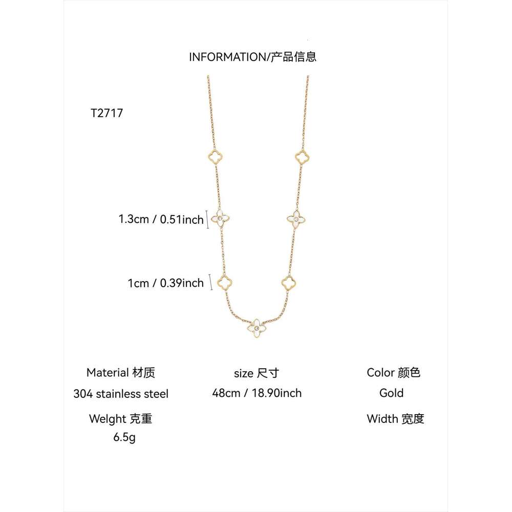Fashion Commuter Light Senior Sense Stainless Steel Set Diamond White Shell Flower Lockbone Chain Women'S H260312