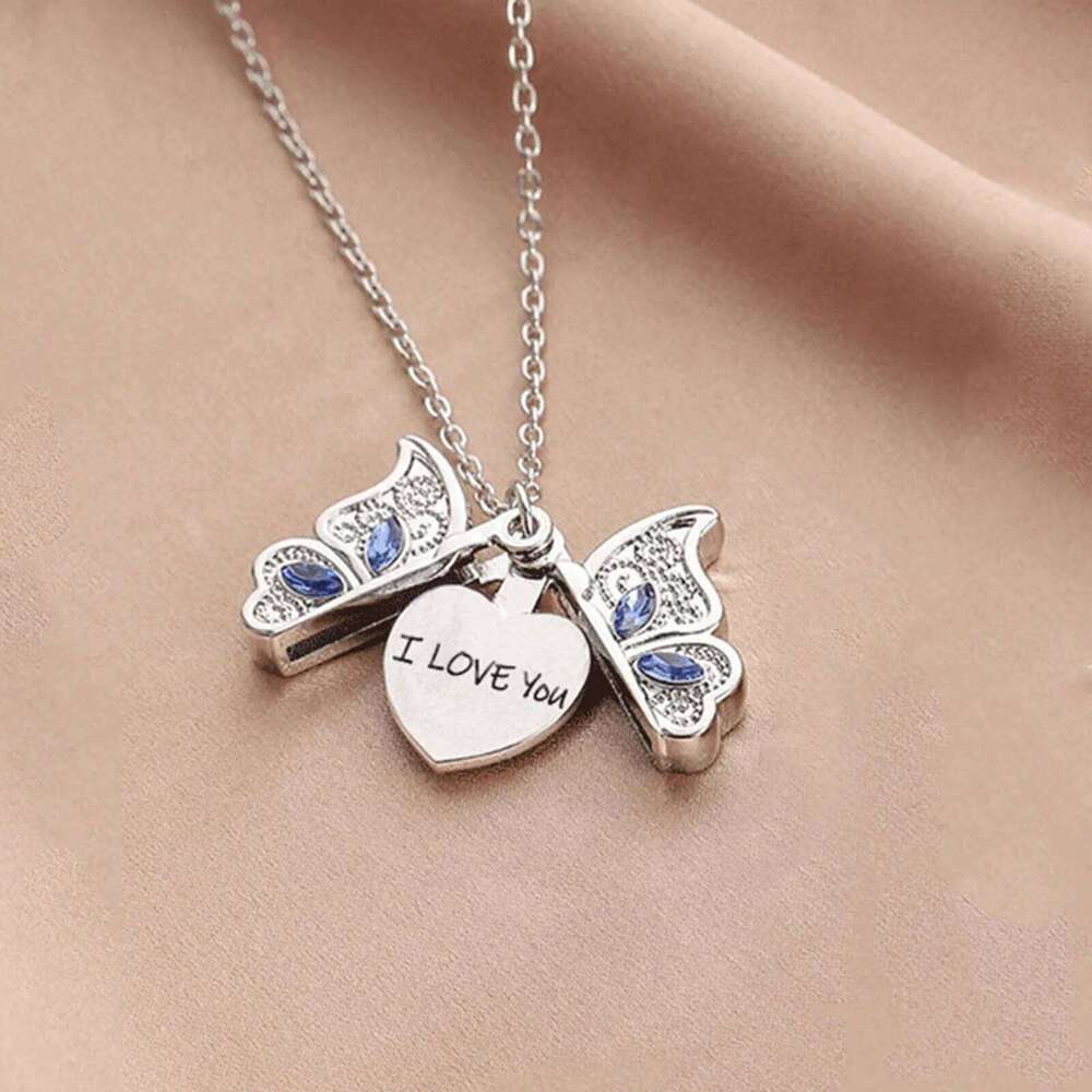 Women'S Butterfly I You Album Box Pendant Necklace Jewelry Trendy 2025 Female Clothing Accessories Decor H260312