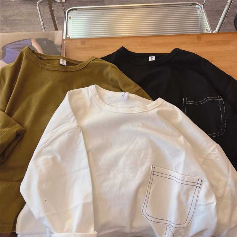 Women's T-Shirt Boys' long-sleeve T-shirt, new spring and autumn style, children's color irregular base shirt, baby autumn inner top