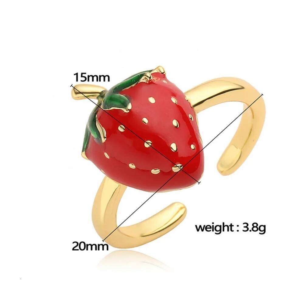 Sweet Cute Fruit Series Small Strawberry Cherry Stainless Steel Adjustable Opening Rings for Women Fashion Finger Jewelry Gift H260312