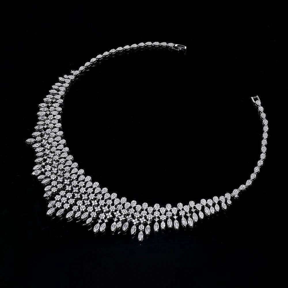 2024 4-piece African Blue Bridal Jewelry New Fashion Dubai Necklace Set Women's Wedding Party Accessories Z260313