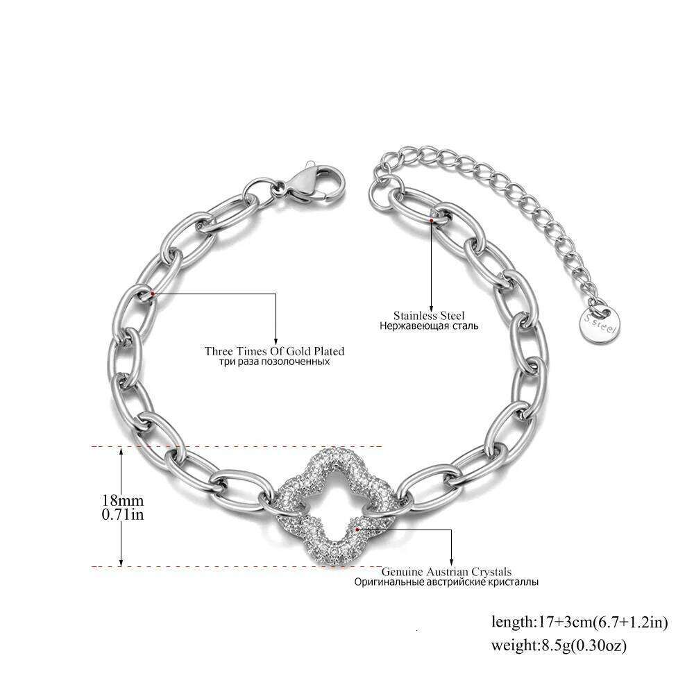 Lokaer Delicate Rhinestone Heart Flower Charm Bracelet Exquisite Stainless Steel Waterproof Jewelry Women Drop Shipping B25018 Z260313