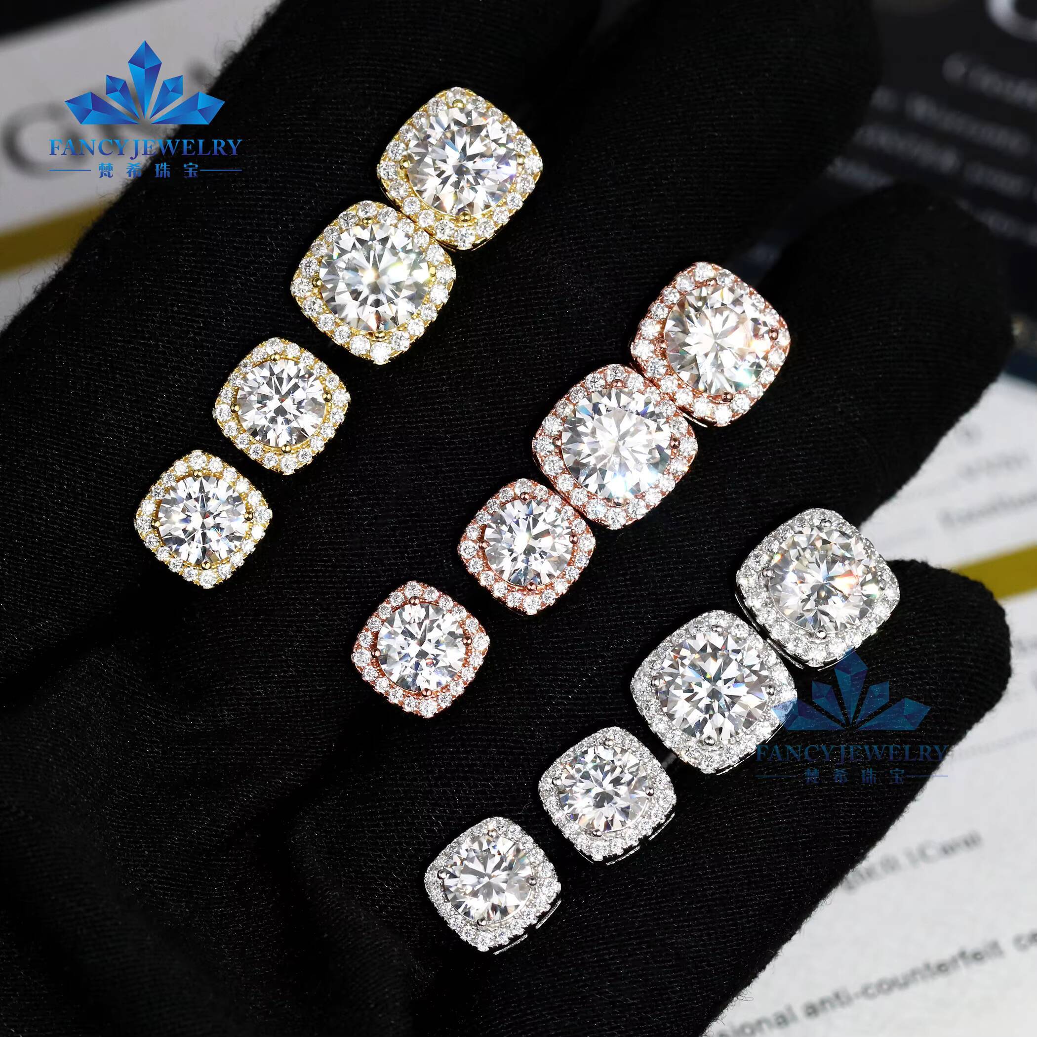 High Quality Hip Hop Jewelry Moissanite S925 Earring Diamond Earrings Vvs Moissanite Stud Earring