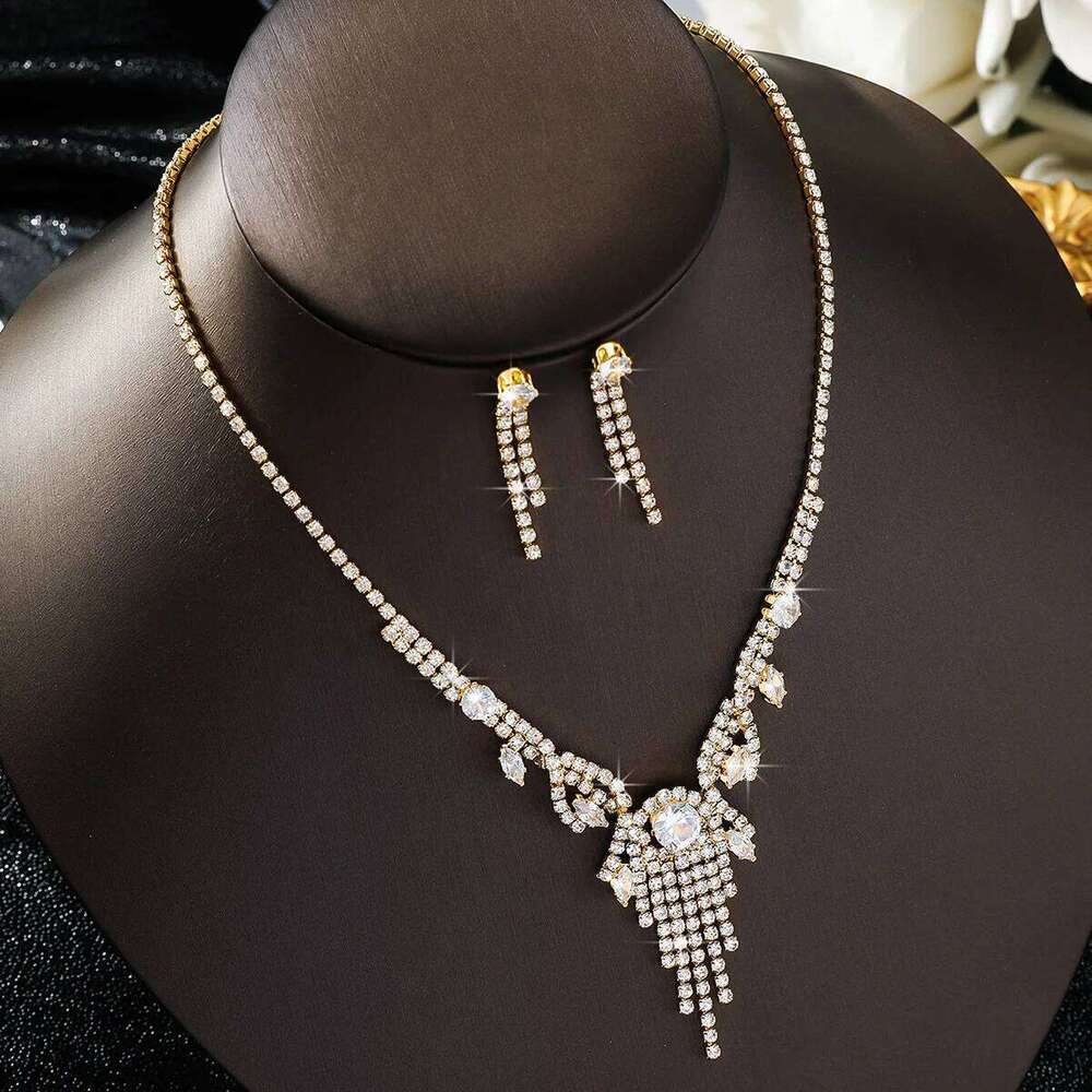 3PC Women's Fashion Design Tassel Necklace Earrings Jewelry Set Suitable for Wedding, Party, Festival Gifts Z260313