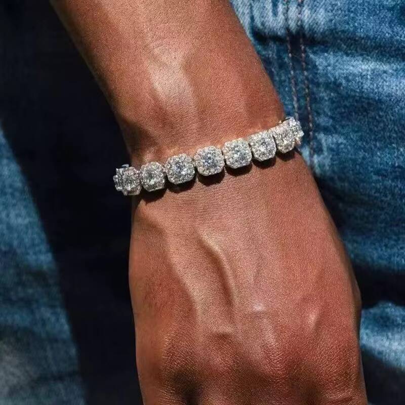 Full Ice 5mm Moissanite Candy Link S925 Silver Plated 18K Gold D Color VVS GRA Certified Sparkle Hip Hop Jewelry Bracelet
