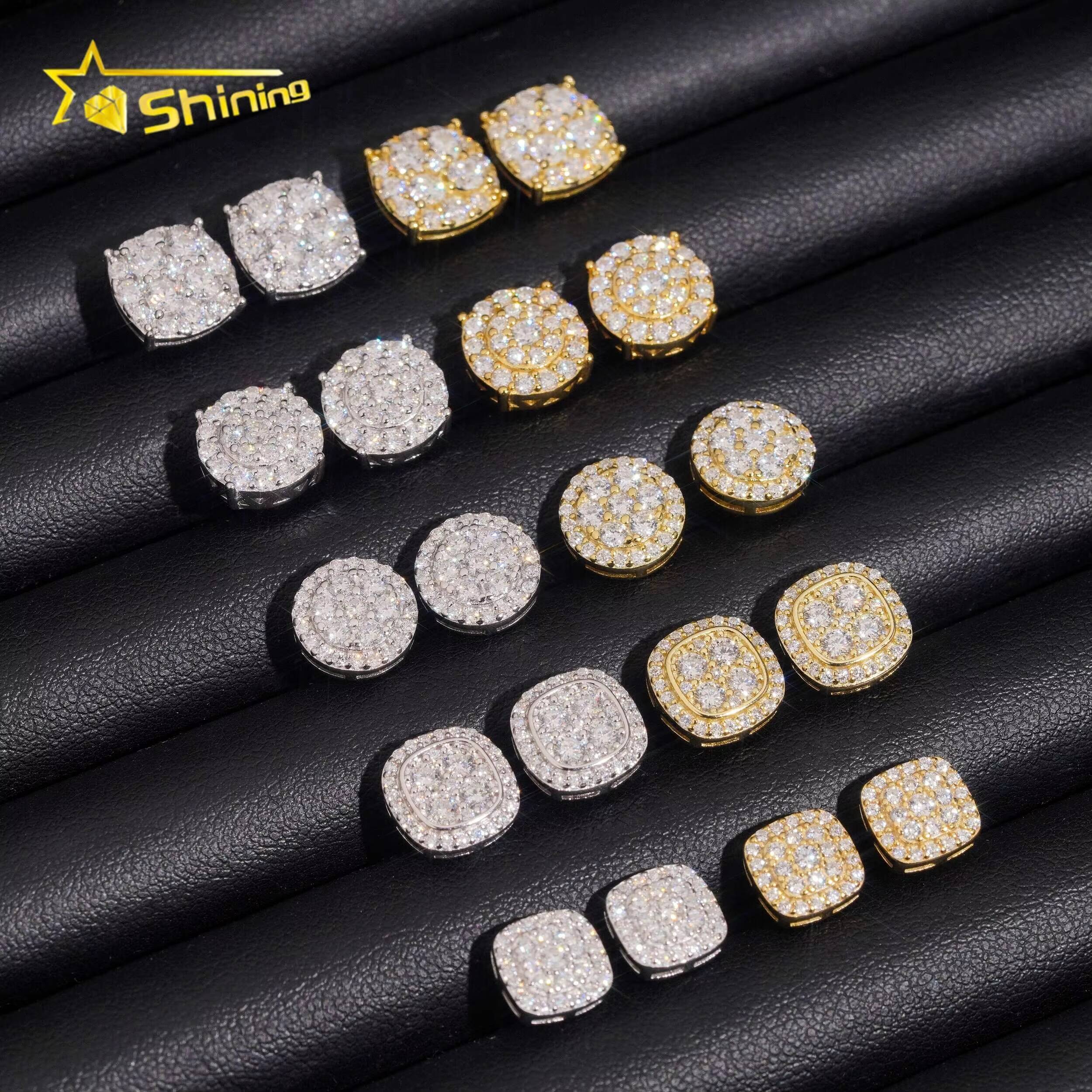 Fast Shipping Local Stock 925 Silver Iced Out Hip Hop Screw Back GRA Certified VVS Moissanite Earrings