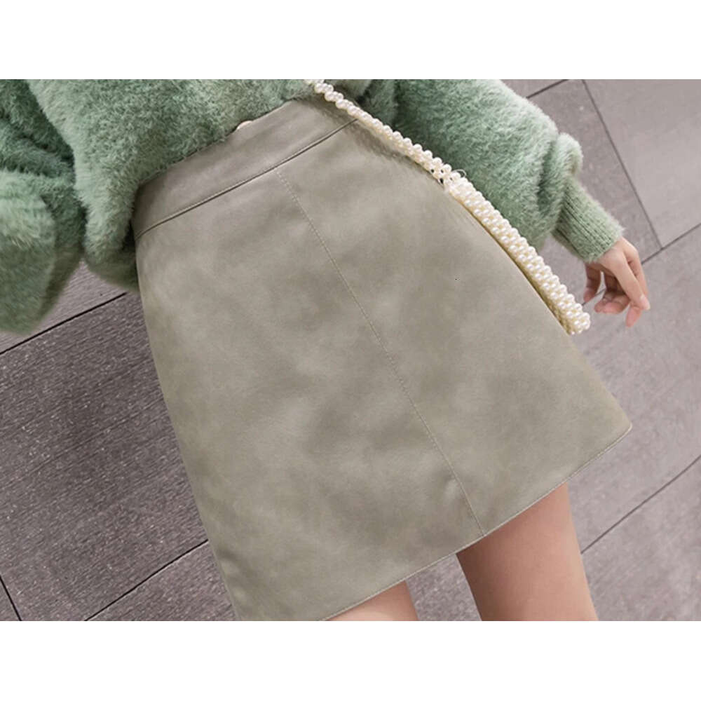 Jielur Leather Autumn Winter New Korean High Waist Mini Skirt Female 4 Colors Chic Black Sexy Saia A-line PU Skirts Women Z260314