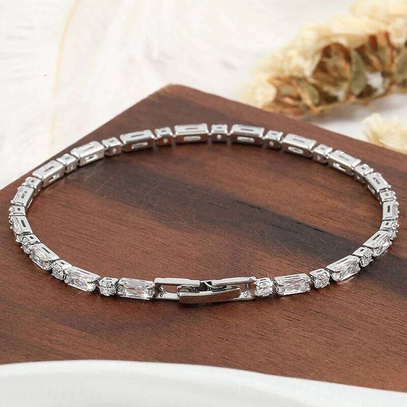 ZAKOL Trendy X Heart Square Zirconia Chain Bracelets For Women Girls Brides Silver Color Crystal Wristlet Jewelry Festival Gifts Z260313