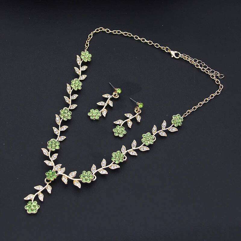 Exquisite 16 Colors Flower Jewelry Rhinestone Pendant Party Women Fashion Romantic Wedding Necklace Earring Set 3pcs Gifts Z260313